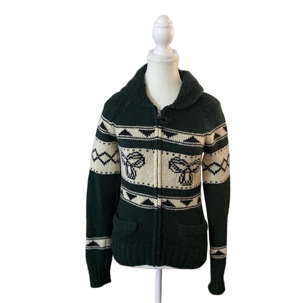 Aritiza TNA - Sea To Sky 100% Lambswool Sweater Cowichan Zip Up